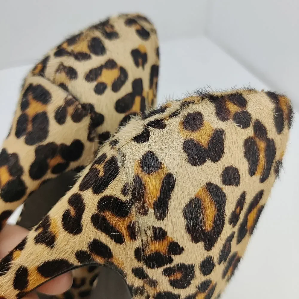 Kelsi Dagger 'Brette' Leopard Print Calf Hair Leather Platform Stiletto Sz 6